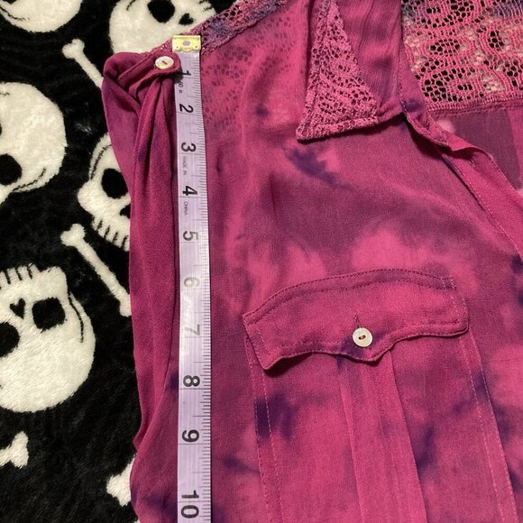 BUFFALO DAVID BITTON | Vintage Y2K Purple Two-tone Sheer Viscose Sleeveless Top - Picture 8 of 15